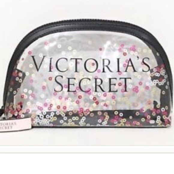 Victoria's Secret Handbags - 🆕 VS clear sparkle confetti make up bag